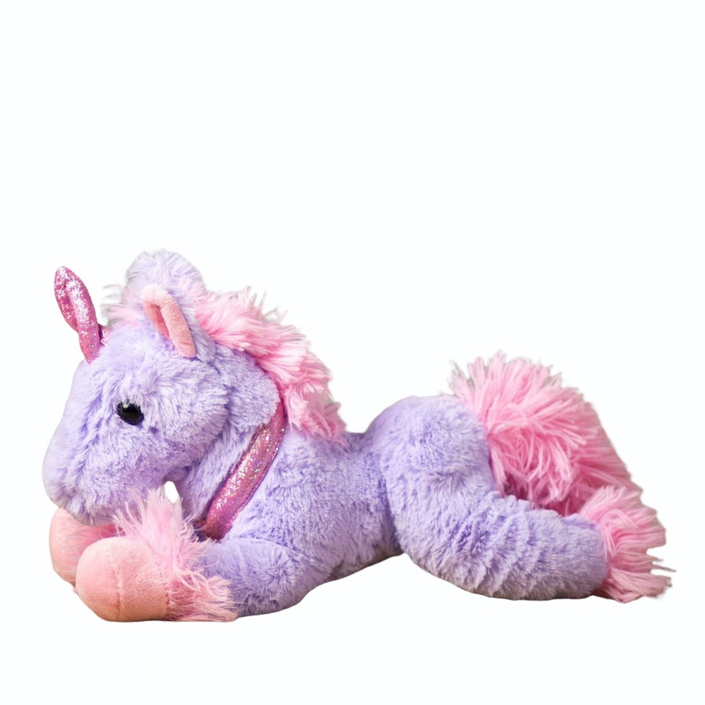 Lying Unicorn Colorful Fuzzy Fur Shiny Horn Plush Toy Stuffed Animal, 14"